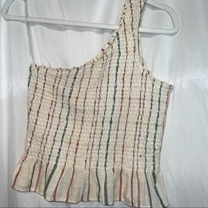 American Eagle Multi Colored One Shoulder Crop Top